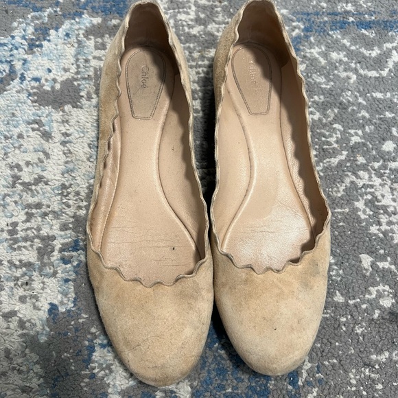 CHLOE scalloped beige ballet flats - Picture 2 of 3